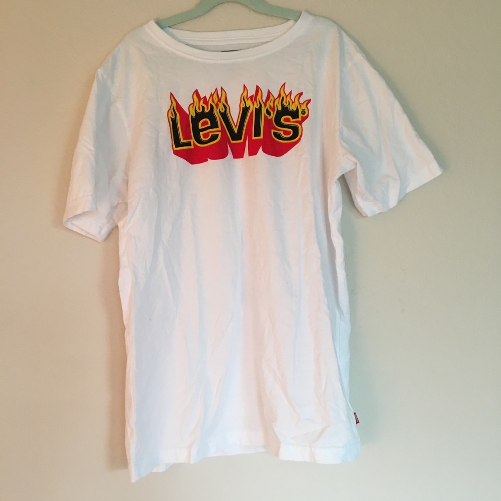 Levis White Flame Logo Tee Shirt
